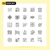 Universal Icon Symbols Group of 25 Modern Lines of toys party label games discount Editable Vector Design Elements