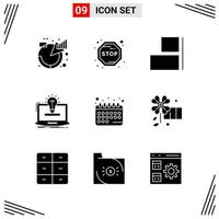 9 Icons Solid Style Grid Based Creative Glyph Symbols for Website Design Simple Solid Icon Signs Isolated on White Background 9 Icon Set vector