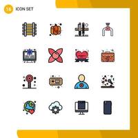 16 Creative Icons Modern Signs and Symbols of monitor line pen gas pipeline Editable Creative Vector Design Elements