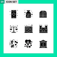 Pack of 9 Solid Style Icon Set Glyph Symbols for print Creative Signs Isolated on White Background 9 Icon Set vector