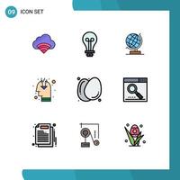 9 Filledline Flat Color concept for Websites Mobile and Apps eggs public opinion world opinion idea Editable Vector Design Elements