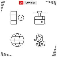 4 Icons Line Style Grid Based Creative Outline Symbols for Website Design Simple Line Icon Signs Isolated on White Background 4 Icon Set vector