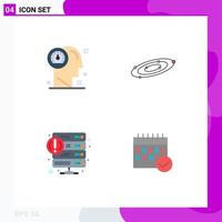 Set of 4 Commercial Flat Icons pack for dashboard universe human astronomy error Editable Vector Design Elements