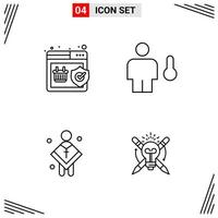 4 Icons Line Style Grid Based Creative Outline Symbols for Website Design Simple Line Icon Signs Isolated on White Background 4 Icon Set vector