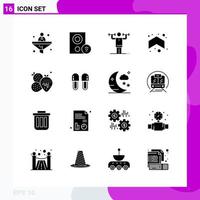 Solid Icon set Pack of 16 Glyph Icons isolated on White Background for Web Print and Mobile vector