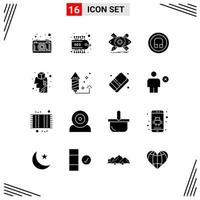 16 Icons Solid Style Grid Based Creative Glyph Symbols for Website Design Simple Solid Icon Signs Isolated on White Background 16 Icon Set vector