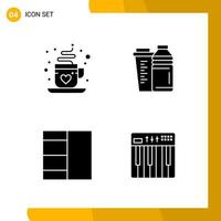 4 Icon Set Solid Style Icon Pack Glyph Symbols isolated on White Backgound for Responsive Website Designing vector