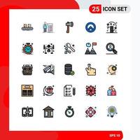 25 User Interface Filled line Flat Color Pack of modern Signs and Symbols of seurity construction meeting building axe Editable Vector Design Elements