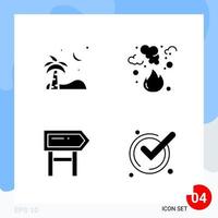 paquete moderno de 4 iconos símbolos de glifos sólidos aislados en fondo blanco para el diseño de sitios web vector