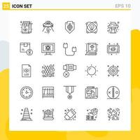 Collection of 25 Universal Line Icons Icon Set for Web and Mobile vector