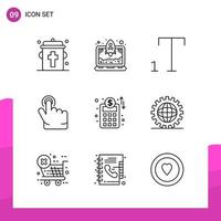 Outline Icon set Pack of 9 Line Icons isolated on White Background for responsive Website Design Print and Mobile Applications vector