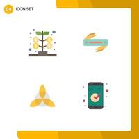 Editable Vector Line Pack of 4 Simple Flat Icons of fund ireland money sharp app Editable Vector Design Elements