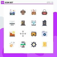 Mobile Interface Flat Color Set of 16 Pictograms of device computer bed purse bag Editable Pack of Creative Vector Design Elements