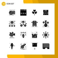 16 Icon Set Solid Style Icon Pack Glyph Symbols isolated on White Backgound for Responsive Website Designing vector