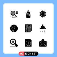 Modern Set of 9 Solid Glyphs and symbols such as users paper day page hair treatment Editable Vector Design Elements