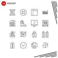 Set of 16 Commercial Outlines pack for shose hat graph festival event Editable Vector Design Elements