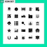Modern Set of 25 Solid Glyphs and symbols such as compass file emergency stick fire Editable Vector Design Elements