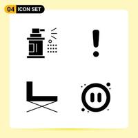 4 Creative Icons for Modern website design and responsive mobile apps 4 Glyph Symbols Signs on White Background 4 Icon Pack vector