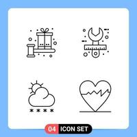 4 Line Black Icon Pack Outline Symbols for Mobile Apps isolated on white background 4 Icons Set vector