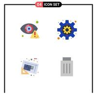 User Interface Pack of 4 Basic Flat Icons of crime document eye gear tools Editable Vector Design Elements