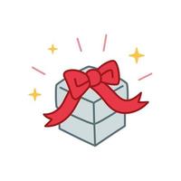 Hand drawn doodle gift box illustration. Symbol for Gift card, loyalty program, earn points, more discount, perks concept. Present on holiday concept. Cartoon style.