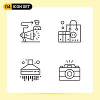 4 Creative Icons for Modern website design and responsive mobile apps 4 Outline Symbols Signs on White Background 4 Icon Pack vector