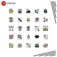 25 Creative Icons Modern Signs and Symbols of locked internet car phone ringing incoming call Editable Vector Design Elements