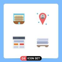 Pack of 4 Modern Flat Icons Signs and Symbols for Web Print Media such as ball header net map interface Editable Vector Design Elements