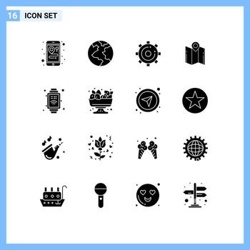 User Interface Pack of 16 Basic Solid Glyphs of internet pointer optimization navigation direction Editable Vector Design Elements