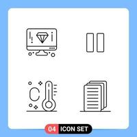 4 Line Black Icon Pack Outline Symbols for Mobile Apps isolated on white background 4 Icons Set vector