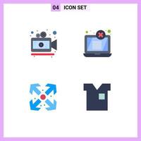 Mobile Interface Flat Icon Set of 4 Pictograms of camera maximize display threat clothing Editable Vector Design Elements