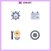 Group of 4 Modern Flat Icons Set for experiment options research date settings Editable Vector Design Elements