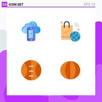 4 Flat Icon concept for Websites Mobile and Apps cloud baseball cell internet of things fresh Editable Vector Design Elements