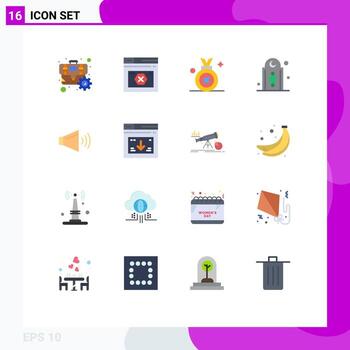 Conjunto de 16 colores planos universales para aplicaciones web y móviles mezquita islam error eid badge paquete editable de elementos creativos de diseño de vectores