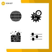 4 Icon Set Solid Style Icon Pack Glyph Symbols isolated on White Backgound for Responsive Website Designing vector