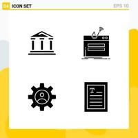 colección de 4 iconos sólidos universales conjunto de iconos para web y móvil vector