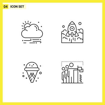 4 Line concept for Websites Mobile and Apps wind cone launch startup summer Editable Vector Design Elements