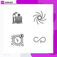 Line Icon set Pack of 4 Outline Icons isolated on White Background for Web Print and Mobile vector