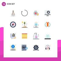 Pictogram Set of 16 Simple Flat Colors of compass error dollar development bug Editable Pack of Creative Vector Design Elements