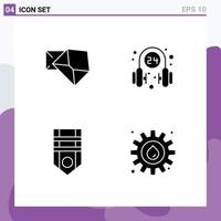 4 Universal Solid Glyphs Set for Web and Mobile Applications business badge open operator rank Editable Vector Design Elements