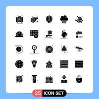 Universal Icon Symbols Group of 25 Modern Solid Glyphs of candy funding artificial cloud technology Editable Vector Design Elements