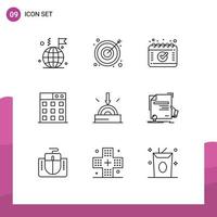 9 iconos creativos signos y símbolos modernos de tecnología de descarga de calendario de software certificado elementos de diseño vectorial editables vector