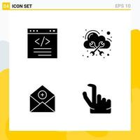 Collection of 4 Universal Solid Icons Icon Set for Web and Mobile vector