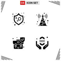 4 iconos símbolos de glifos creativos basados en cuadrícula de estilo sólido para el diseño de sitios web signos de iconos sólidos simples aislados en fondo blanco conjunto de 4 iconos vector