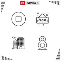 4 Icons Line Style Grid Based Creative Outline Symbols for Website Design Simple Line Icon Signs Isolated on White Background 4 Icon Set vector