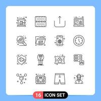 paquete de iconos de vector de stock de 16 signos y símbolos de línea para elementos de diseño de vector editables en línea de átomo de interfaz de usuario de molécula de búsqueda