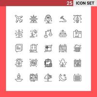 paquete de iconos de vector de stock de 25 signos y símbolos de línea para elementos de diseño de vector editables de tecnología de construcción android de herramienta de carpintero