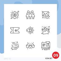 Outline Pack of 9 Universal Symbols of discount sunny medical sun movie Editable Vector Design Elements