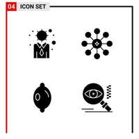 4 General Icons for website design print and mobile apps 4 Glyph Symbols Signs Isolated on White Background 4 Icon Pack vector