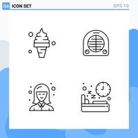 Modern 4 Line style icons Outline Symbols for general use Creative Line Icon Sign Isolated on White Background 4 Icons Pack vector